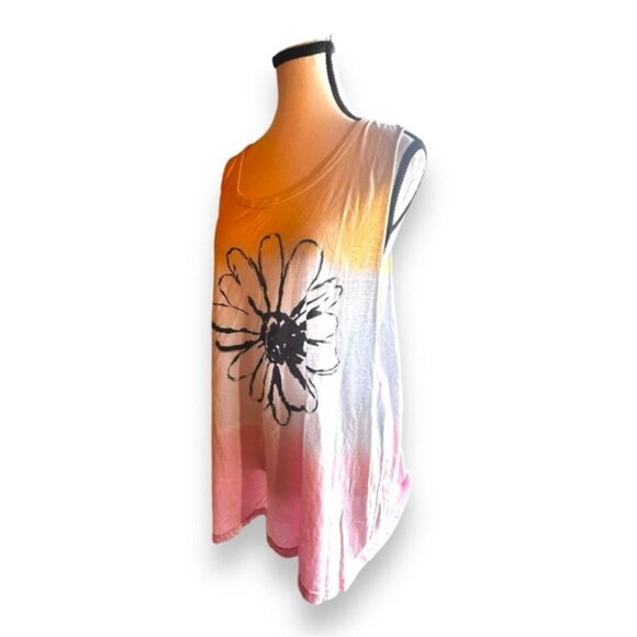 Women’s 2x Deb Dip Dye Tri Color Sunflower Tank Top Tee 18 20 2XL XXL - Picture 2 of 8
